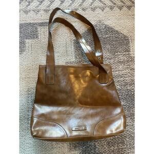 VTG Nine & Co Faux Leather Brown Shoulder Purse Bag Handbag Y2K